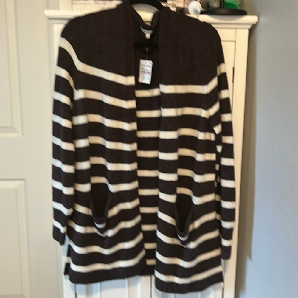 Large Madewell cardigan brown and cream stripe